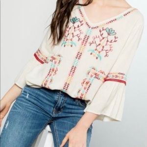NWT THML Embroidered Boho Top